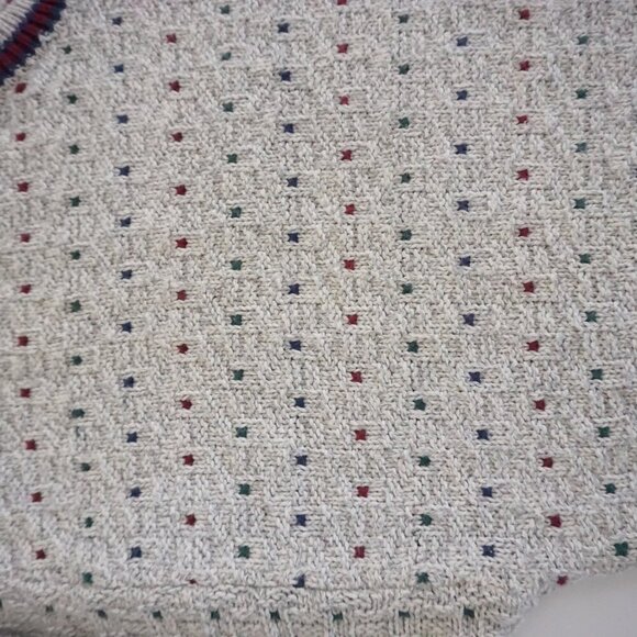 Vintage '90s St John's Bay Gray Maroon 3D Biggie Cosby Knit Crewneck Sweater L - Picture 3 of 9